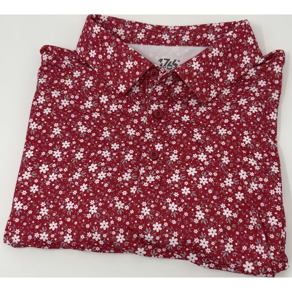 1764 Signature Golf Polo Shirt Red Floral Mens Size XXLarge Performance